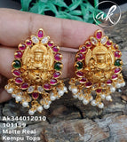 MATTE  GOLD FINISH LAKSHMI REAL KEMP STONE EARRINGS FOR WOMEN