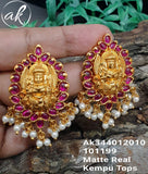 MATTE  GOLD FINISH LAKSHMI REAL KEMP STONE EARRINGS FOR WOMEN
