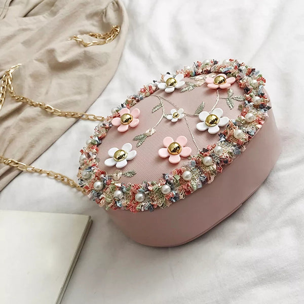 pink floral crossbody handbag
