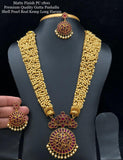 PREMIUM QUALITY GUTTA PUSALU SHELL KEMP PEARL LONG HAARAM/NECKLACE SET FOR WOMEN