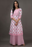Pink Stiched kurti skirt with Chiffon Dupatta