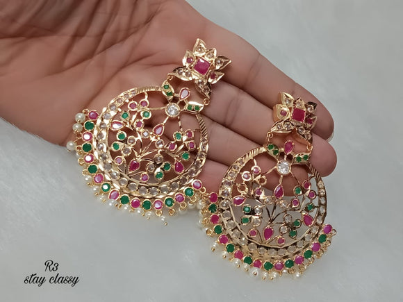 PREMIUM QUALITY CHANDBALI WITH POLKI STONES