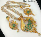 PEACOCK PENDANT PEARL NECKLACE SET FOR WOMEN
