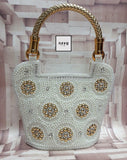 SHEETHAL KALYANI PEARL HANDBAG WITH GOLDEN HANDLES
