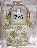 SHEETHAL KALYANI PEARL HANDBAG WITH GOLDEN HANDLES