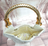 SHEETHAL KALYANI PEARL HANDBAG WITH GOLDEN HANDLES