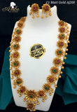 MATTE GOLD  FINISH FLOWER NECKLACE SET FOR WOMEN