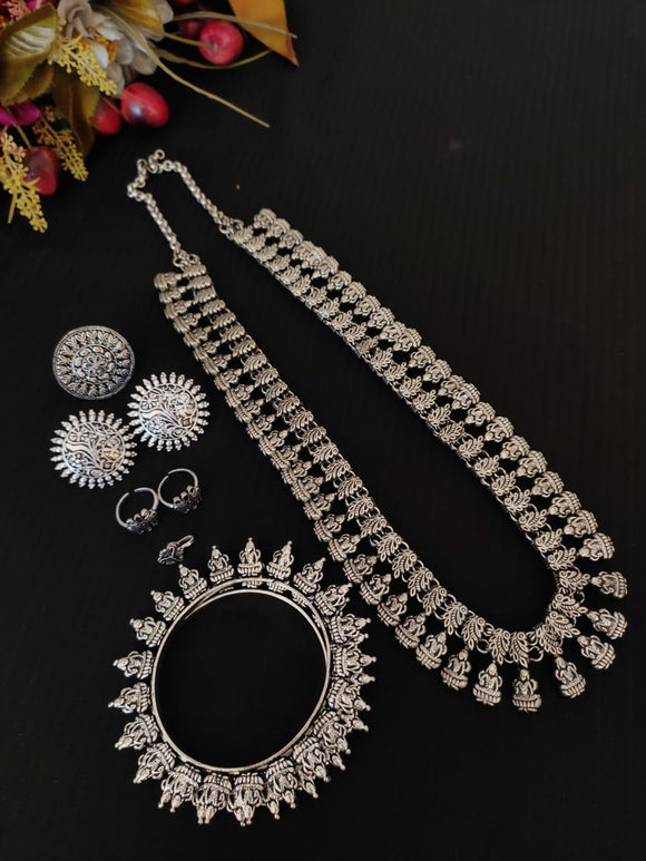 OXIDISED SILVER NECKLACE COMPLETE JEWELLERY COMBO FOR WOMEN