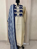 ELEPHANT DESIGN CHANDERI KURTI WITH PRINTED DUPATTA