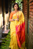 HANDLOOM LINEN SILK SAREE WITH GEOMETRIC RESHAM WOVEN PALLU YLS01
