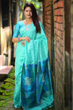 HANDLOOM LINEN SILK SAREE WITH GEOMETRIC RESHAM WOVEN PALLU BLS01