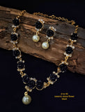 GOLDEN FINISH CERAMIC STONE FLOWER NECKLACE SET FOR WOMEN CSNSDNO80