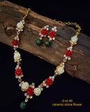 GOLDEN FINISH CERAMIC STONE FLOWER NECKLACE SET FOR WOMEN CSNSDNO80