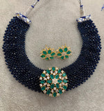 STYLISH DEEP BLUE BEAD CHOKER/NECKLACE FOR WOMEN NNW01
