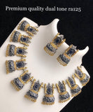 PREMIUM QUALITY DUAL TONE OXIDISED SILVER NECKLACE SET FOR WOMEN MJRA125