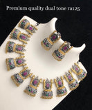 PREMIUM QUALITY DUAL TONE OXIDISED SILVER NECKLACE SET FOR WOMEN MJRA125