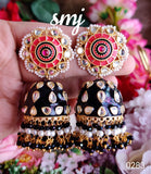 Original enamel Meenakari handpainted jhumka with glass kundan MKJSMJ0283