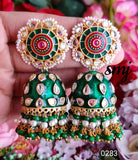 Original enamel Meenakari handpainted jhumka with glass kundan MKJSMJ0283