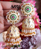 Original enamel Meenakari handpainted jhumka with glass kundan MKJSMJ0283