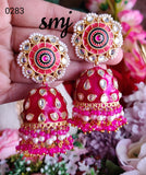 Original enamel Meenakari handpainted jhumka with glass kundan MKJSMJ0283