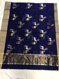VIDYA BALAN INSPIRED DEEP BLUE ORIGINAL CHANDERI SILK COTTON SAREE FOR WOMEN