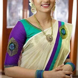 Peacock feather designer  Kerala Saree for women KS01