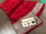 RED  CREPE SILK SAREE  WITH SILVER ZARI WITH BLOUSE