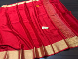RED  CREPE SILK SAREE  WITH GOLD ZARI WITH BLOUSE