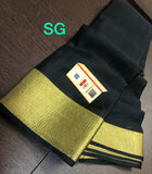 BLACK  CREPE SILK SAREE  WITH GOLD ZARI WITH BLOUSE