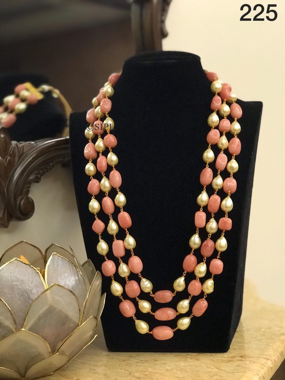SEMI PRECIOUS STONES PEARL MALA FOR WOMEN
