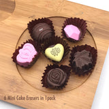 PACK OF 6 MINI CAKE ERASER SET FOR KIDS