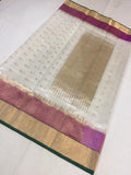 WHITE ORGINAL CHANDERI SILK SAREE FOR WOMEN-SACSW1
