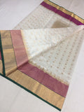 WHITE ORGINAL CHANDERI SILK SAREE FOR WOMEN-SACSW1