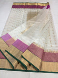 WHITE ORGINAL CHANDERI SILK SAREE FOR WOMEN-SACSW1