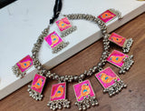 OXIDISED SILVER CUCKOO NECKLACE SET FOR WOMEN -KFOSNS1