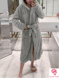 Grey Color  Divine Versatile Women's Hooded Sleep Robes-SNEG1