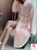 Pink  Color  Divine Versatile Women's Hooded Sleep Robes-SNEP1