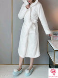 White   Color  Divine Versatile Women's Hooded Sleep Robes-SNEW1