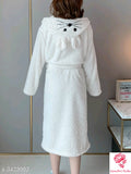 White   Color  Divine Versatile Women's Hooded Sleep Robes-SNEW1
