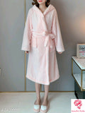 Pink  Color  Divine Versatile Women's Hooded Sleep Robes-SNEP1