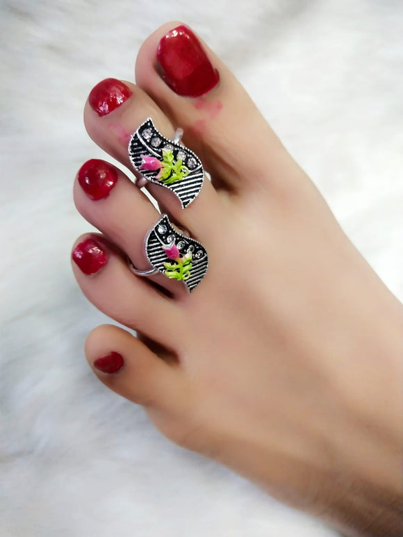 Trendy and stylish Toe rings /Metti -White and Red – Zuccii