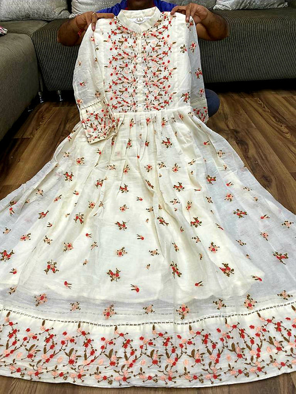 NP Premium cotton gown with heavy embroidery -NPK01