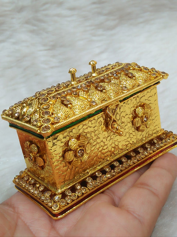 BEAUTIFUL GOLDEN MATTE FINISH KUMKUM DABBI OR KUMKUM BOX FOR WOMEN-ANCJ01