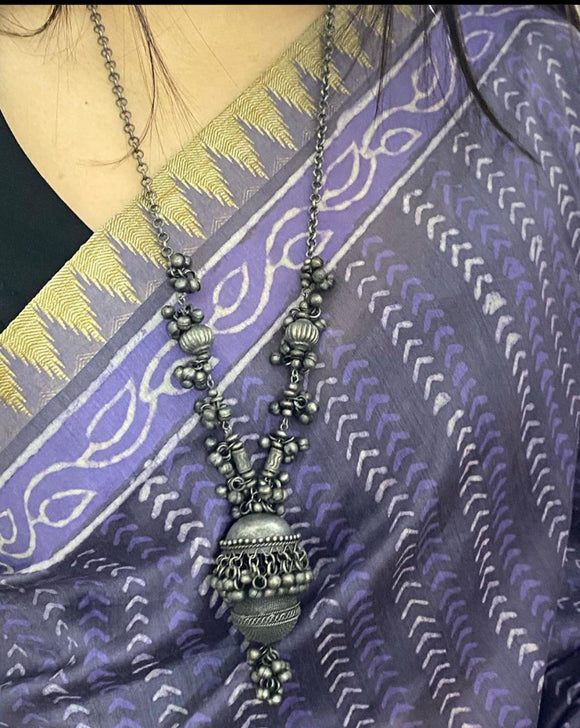 GHUNGROO OXIDISED SILVER LONG NECKLACE FOR WOMEN -RG580