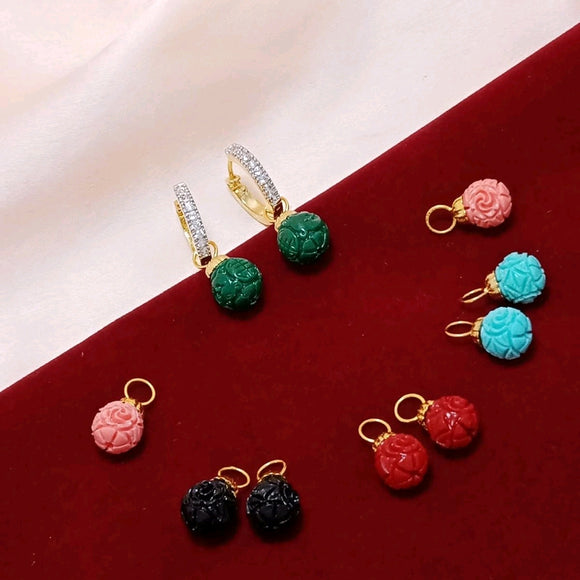 GOLDEN BALI EARRING WITH CHANGEABLE DROPS FOR WOMEN -RNC599B