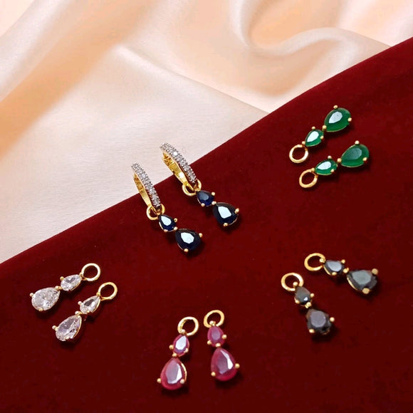 GOLDEN BALI EARRING WITH CHANGEABLE DROPS FOR WOMEN -RNC599A