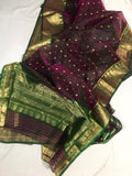 GRAPEWINE COLOR PURE KHATAN SILK SAREE FOR WOMEN -SA18500