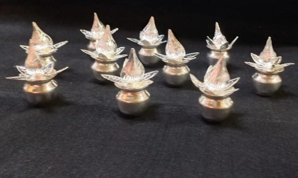 SET OF 10 GERMAN SILVER KALASH FOR POOJA OR RETURN GIFT-CGSG002