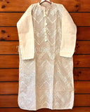 OFF WHITE CHANDERI KURTA WITH BANDANI DUPATTA FOR WOMEN-21E2600