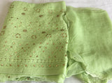 PISTA GREEN DESIGNER MUKAISH EXCLUSIVE WEDDING COLLECTION PURE GEORGETTE KURTI DUPATTA SET FOR WOMEN-SAISW4950G